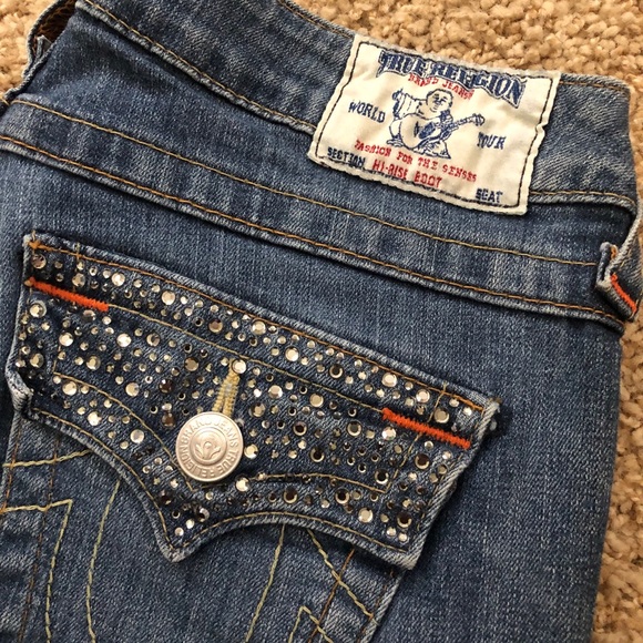 TRUE RELIGION Hi-Rise Boot Rhinestone pocket 28 - Picture 3 of 11